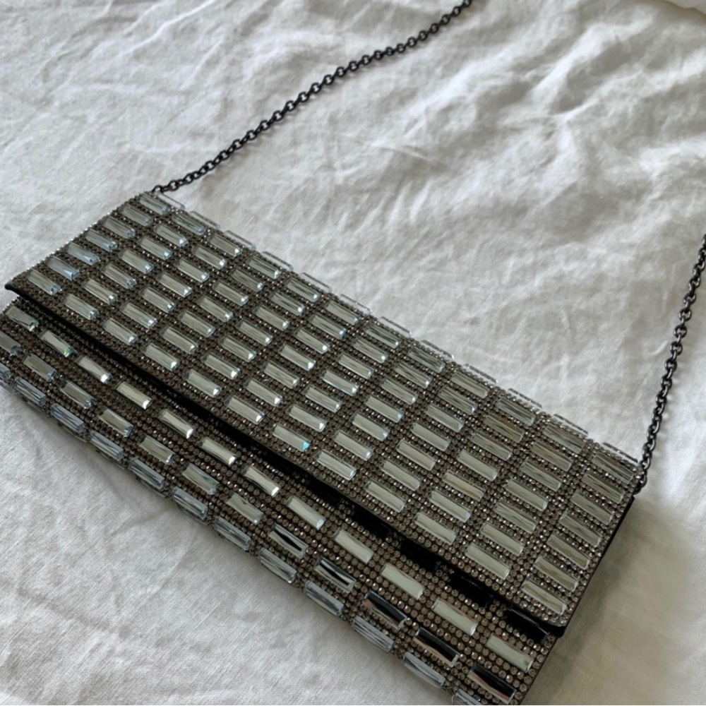 Aldo Silver Sequin Crossbody Clutch